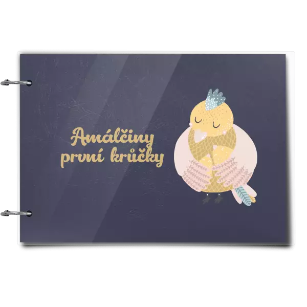 Plexi album se sponami První krůčky se jménem - kuřátka
