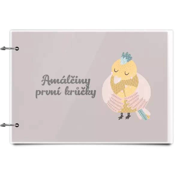Plexi album se sponami První krůčky se jménem - kuřátka