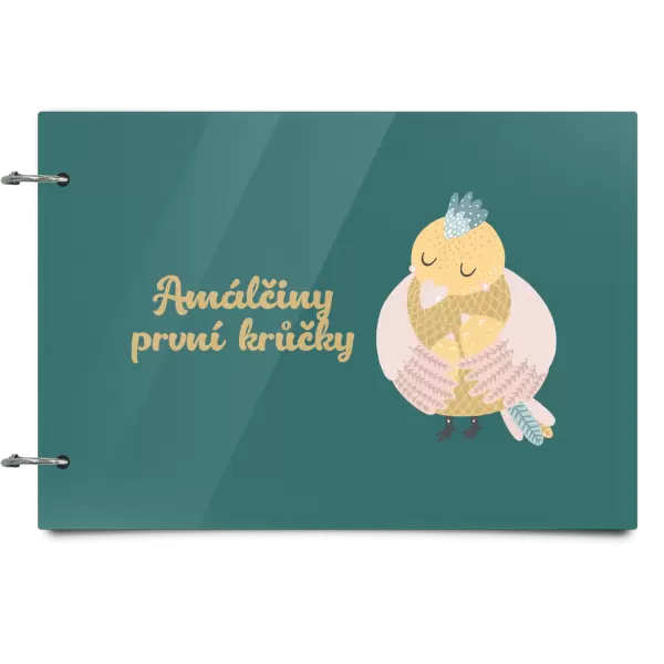 Plexi album se sponami První krůčky se jménem - kuřátka