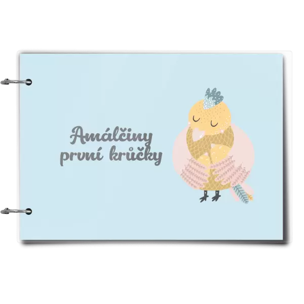 Plexi album se sponami První krůčky se jménem - kuřátka