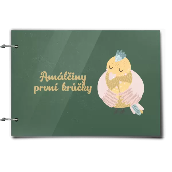 Plexi album se sponami První krůčky se jménem - kuřátka