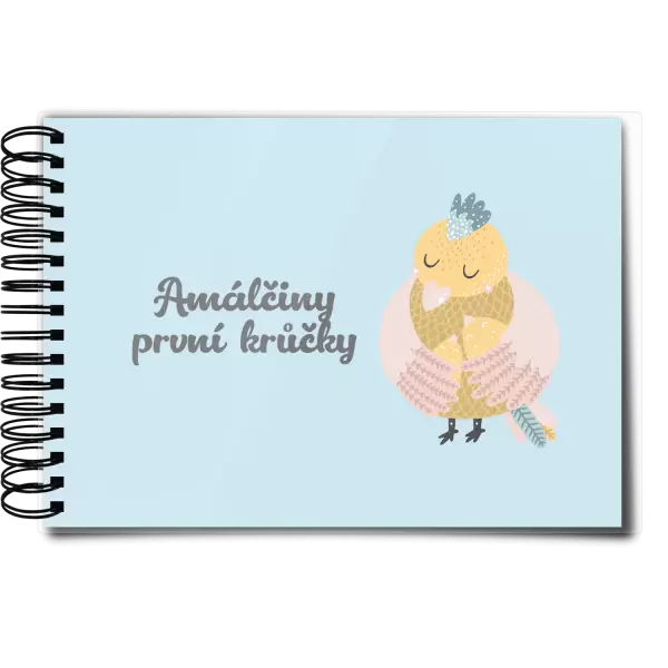 Plexi album s kroužkovou vazbou První krůčky se jménem - kuřátka