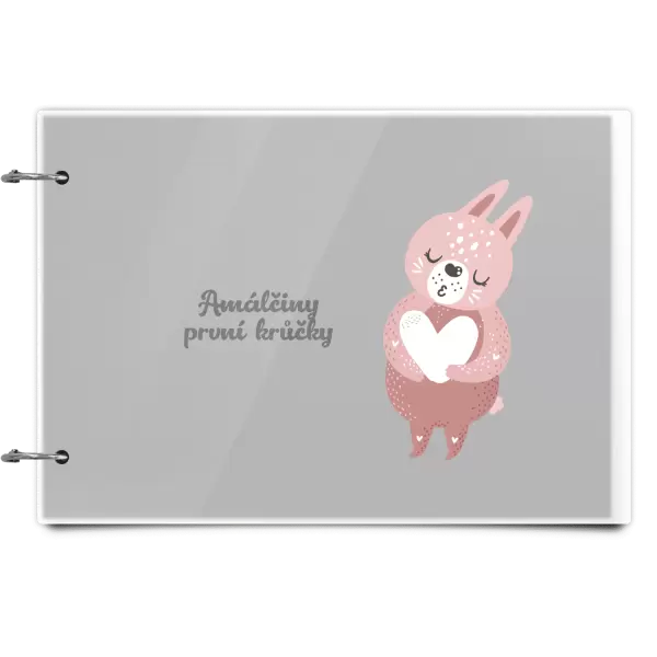 Plexi album se sponami První krůčky se jménem - zajíček