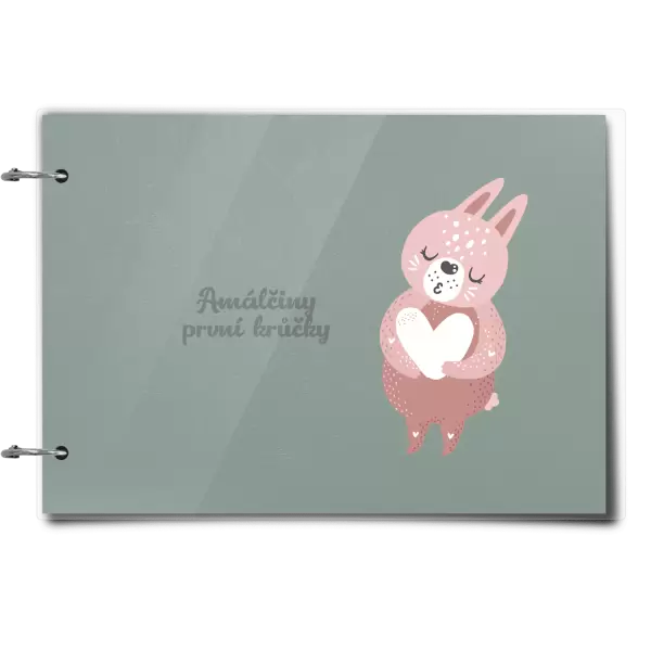 Plexi album se sponami První krůčky se jménem - zajíček