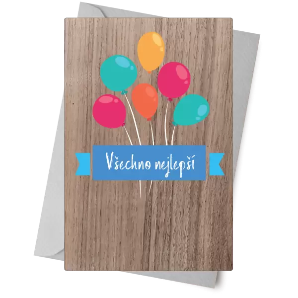 Dřevěné přání Balonky