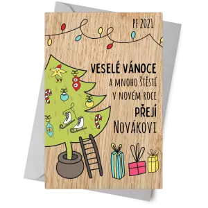 Dřevěné přání Vánoce
