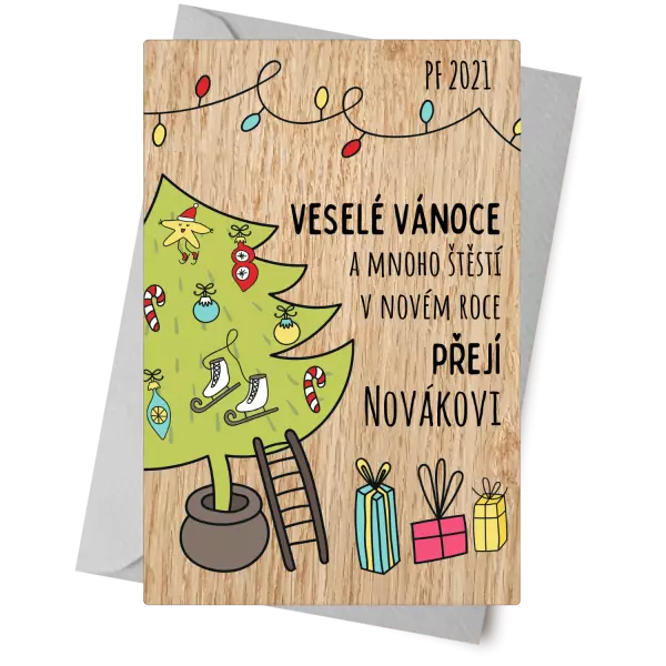 Dřevěné přání Vánoce