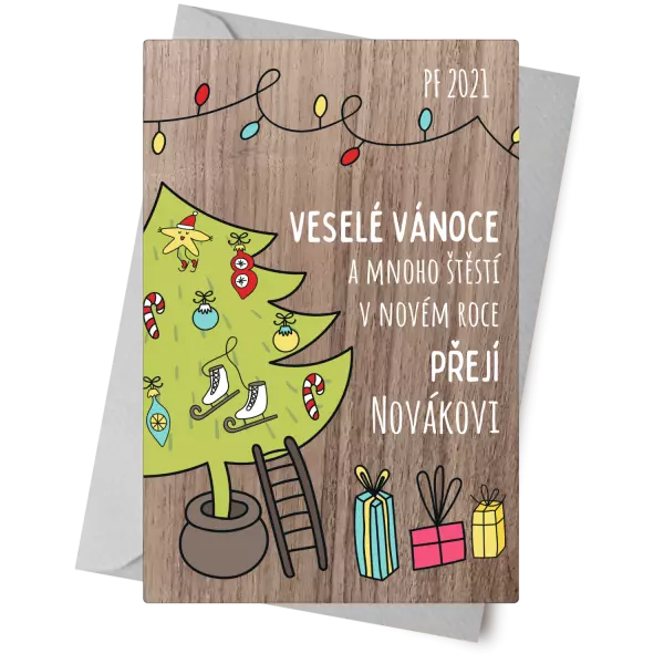 Dřevěné přání Vánoce