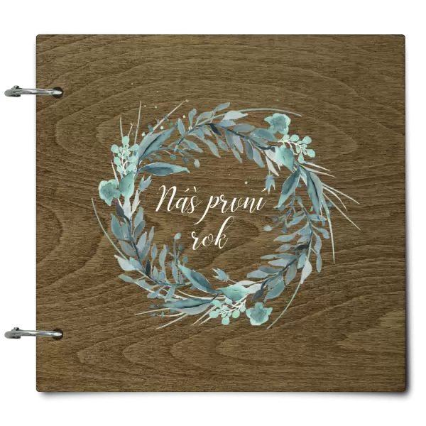 Dřevěné album se sponami Náš první rok - zelený věneček
