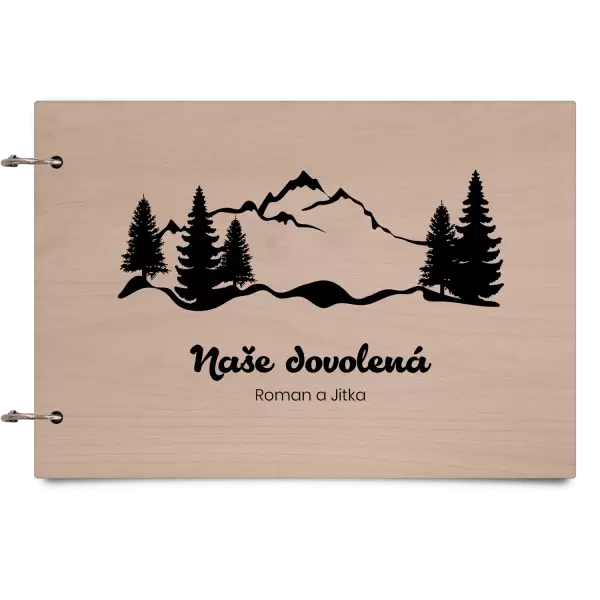 Dřevěné album se sponami Les