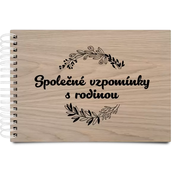 Dřevěné album s kroužkovou vazbou Společné vzpomínky, černé lístečky