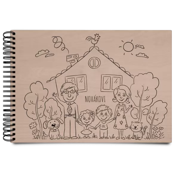 Dřevěné album s kroužkovou vazbou Rodinka