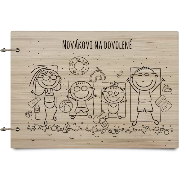 Dřevěné album se sponami Na pláži