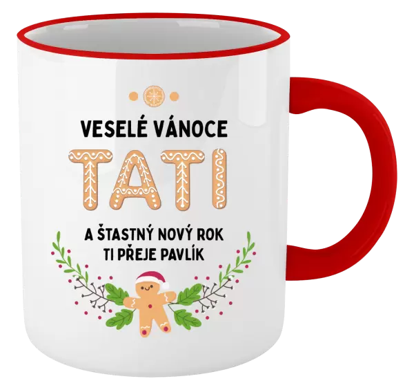 Vánoční hrnek Veselé Vánoce tati, perníček