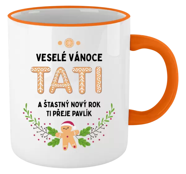 Vánoční hrnek Veselé Vánoce tati, perníček