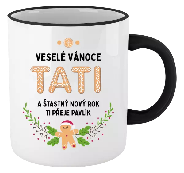 Vánoční hrnek Veselé Vánoce tati, perníček