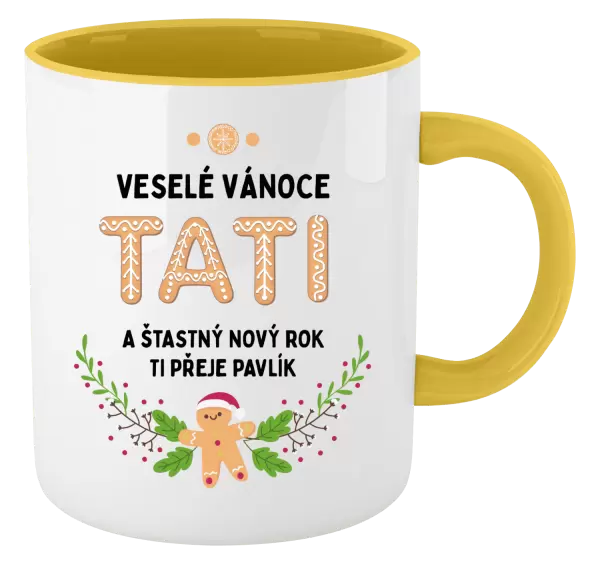 Vánoční hrnek Veselé Vánoce tati, perníček