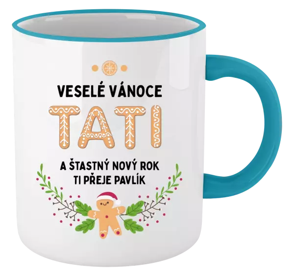 Vánoční hrnek Veselé Vánoce tati, perníček