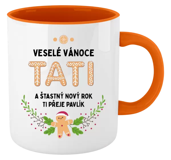 Vánoční hrnek Veselé Vánoce tati, perníček