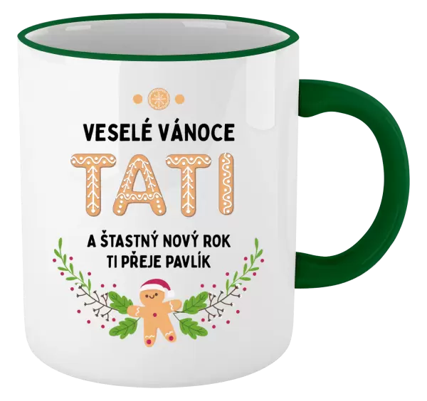 Vánoční hrnek Veselé Vánoce tati, perníček