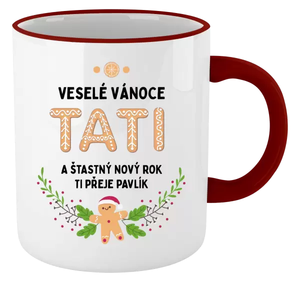 Vánoční hrnek Veselé Vánoce tati, perníček