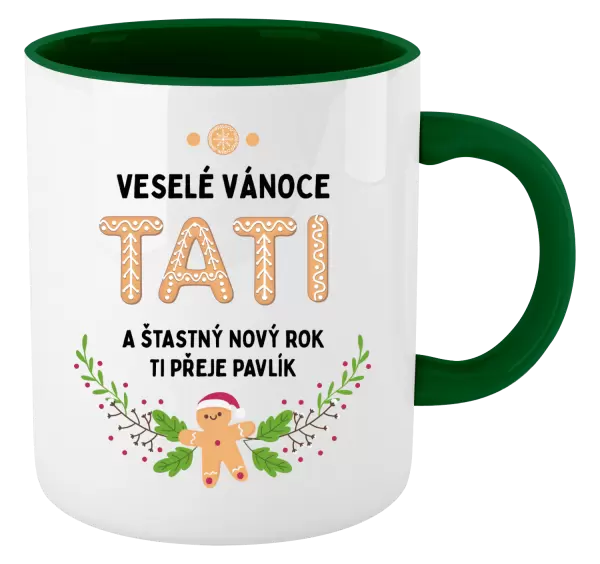 Vánoční hrnek Veselé Vánoce tati, perníček