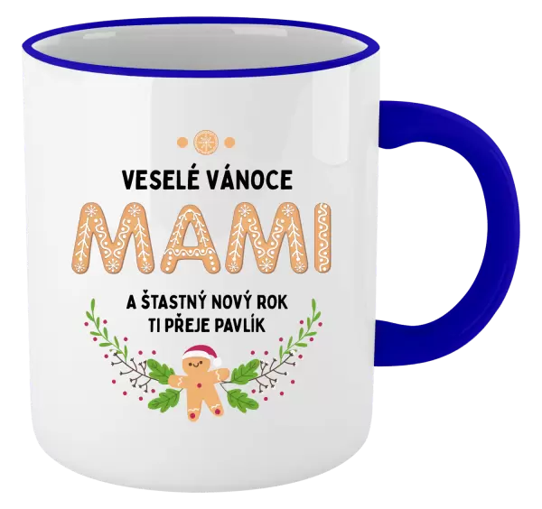 Vánoční hrnek Veselé Vánoce mami, perníček