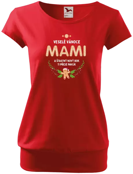 Dámské vánoční tričko Veselé Vánoce mami, perníček