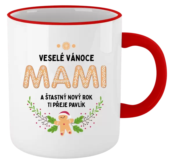 Vánoční hrnek Veselé Vánoce mami, perníček