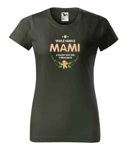 Dámské vánoční tričko Veselé Vánoce mami, perníček