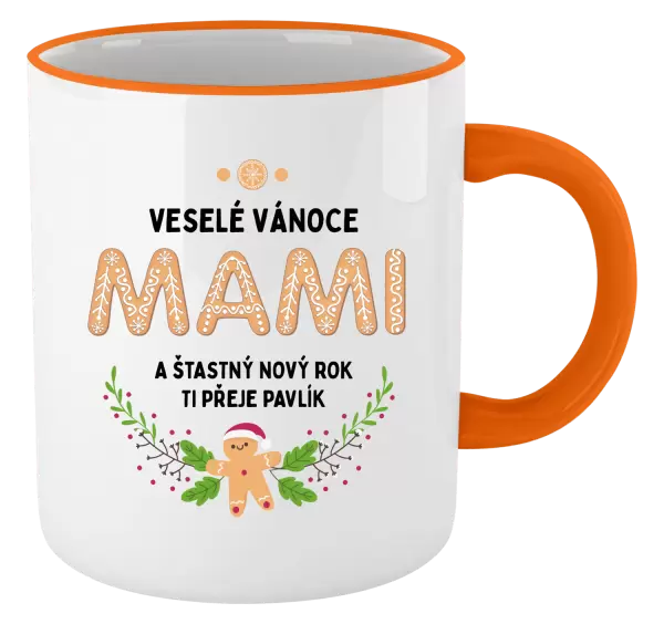 Vánoční hrnek Veselé Vánoce mami, perníček