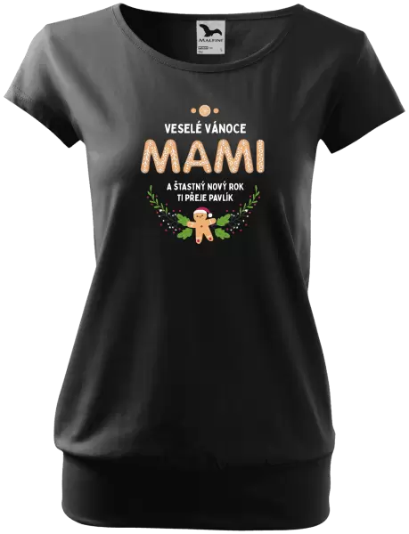 Dámské vánoční tričko Veselé Vánoce mami, perníček