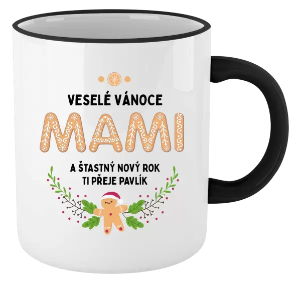 Vánoční hrnek Veselé Vánoce mami, perníček