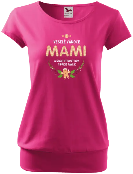 Dámské vánoční tričko Veselé Vánoce mami, perníček