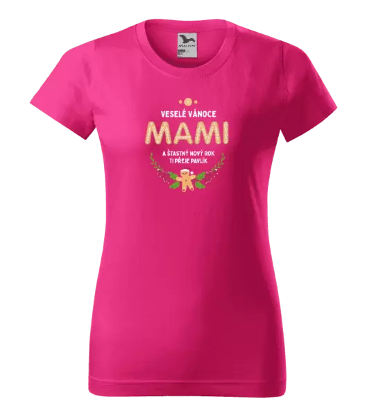 Dámské vánoční tričko Veselé Vánoce mami, perníček