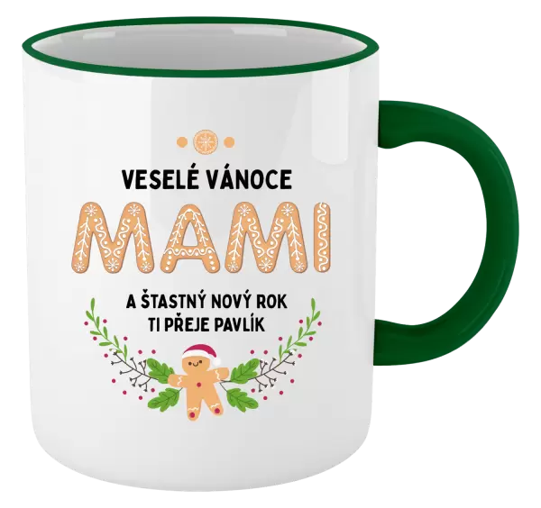 Vánoční hrnek Veselé Vánoce mami, perníček