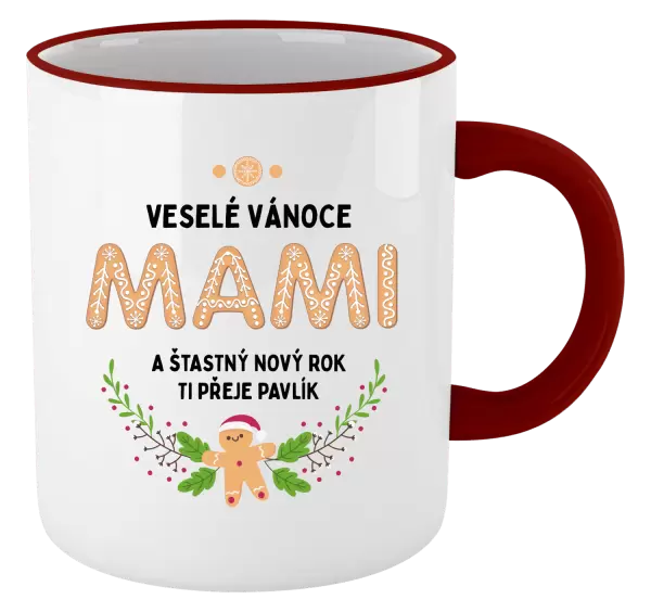 Vánoční hrnek Veselé Vánoce mami, perníček