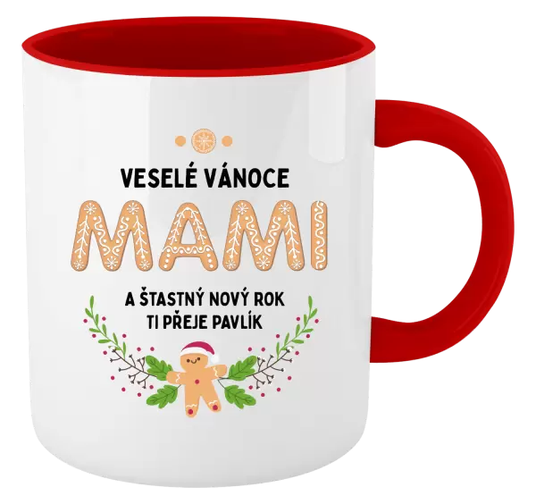 Vánoční hrnek Veselé Vánoce mami, perníček