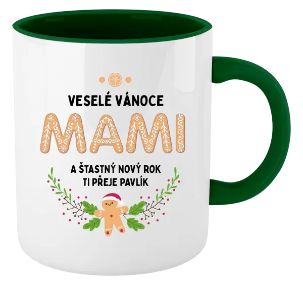 Vánoční hrnek Veselé Vánoce mami, perníček