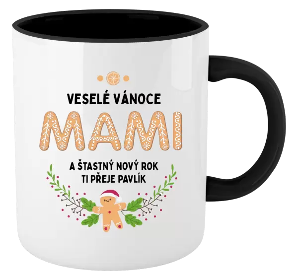 Vánoční hrnek Veselé Vánoce mami, perníček