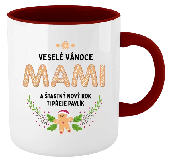 Vánoční hrnek Veselé Vánoce mami, perníček