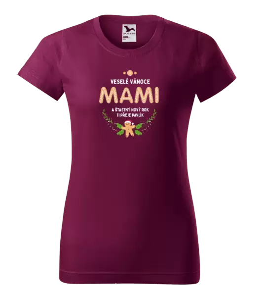 Dámské vánoční tričko Veselé Vánoce mami, perníček