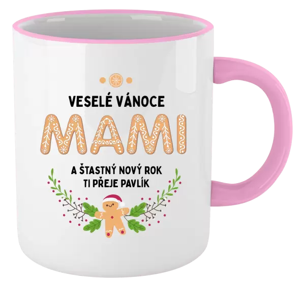 Vánoční hrnek Veselé Vánoce mami, perníček