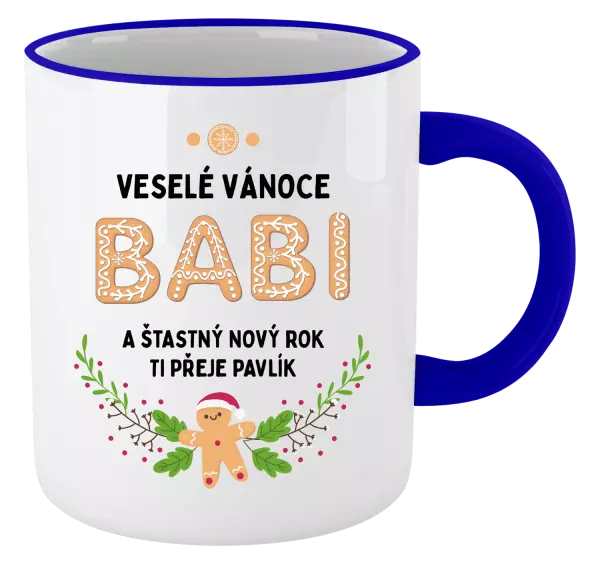 Vánoční hrnek Veselé Vánoce babi, perníček