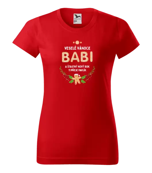 Dámské vánoční tričko Veselé Vánoce babi, perníček