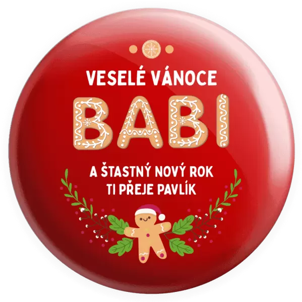Placka Veselé Vánoce babi, perníček