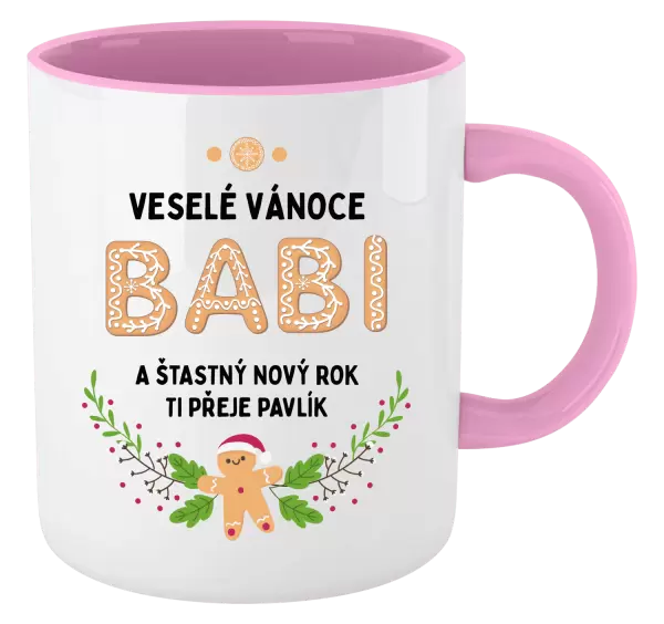 Vánoční hrnek Veselé Vánoce babi, perníček