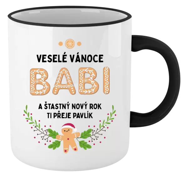 Vánoční hrnek Veselé Vánoce babi, perníček