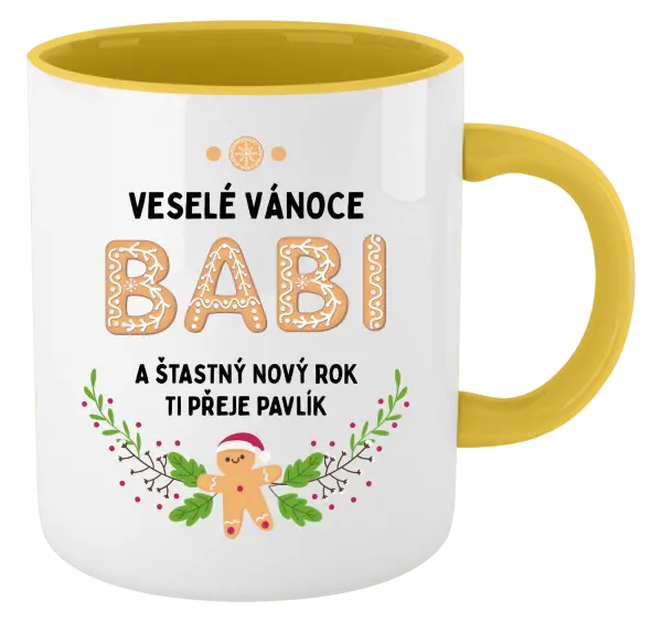 Vánoční hrnek Veselé Vánoce babi, perníček