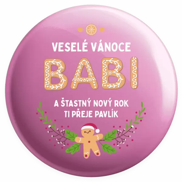 Placka Veselé Vánoce babi, perníček